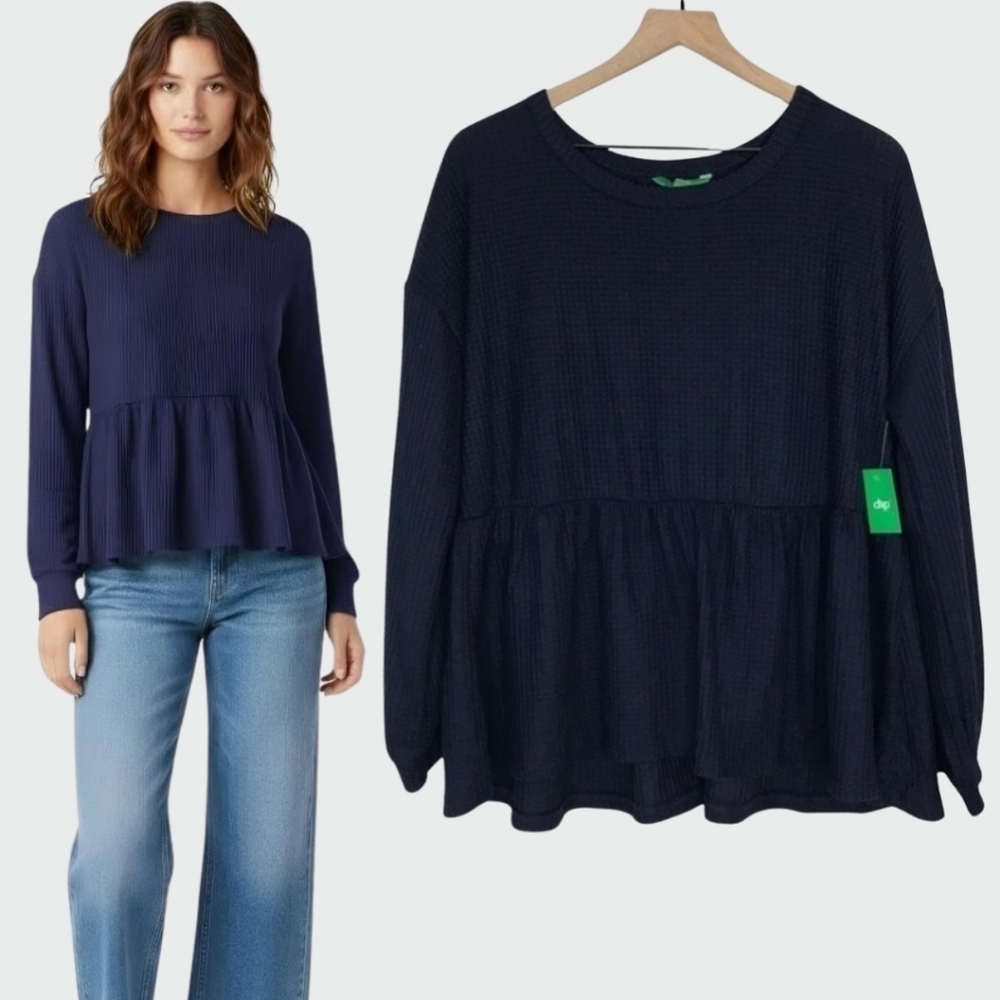 New! Waffle Knit Oversized Sweater Top